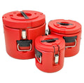3-Piece Red Insulated Food Carrier Set with Locking Clips