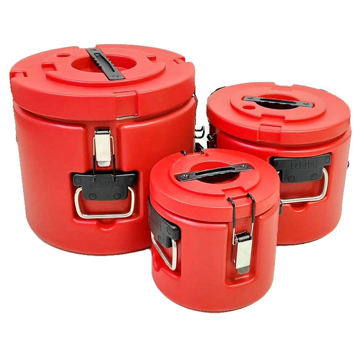 3-Piece Red Insulated Food Carrier Set with Locking Clips