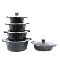 9-Piece Black Granite Speckle Non-Stick Cookware Set with Glass Lids