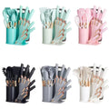 19-Piece Silicone Kitchen Utensil & Knife Set with Holder – 6 Colors, Gold Handles