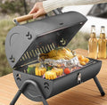 Portable Folding Charcoal BBQ Grill – Barrel Style with Lid & Wooden Handle