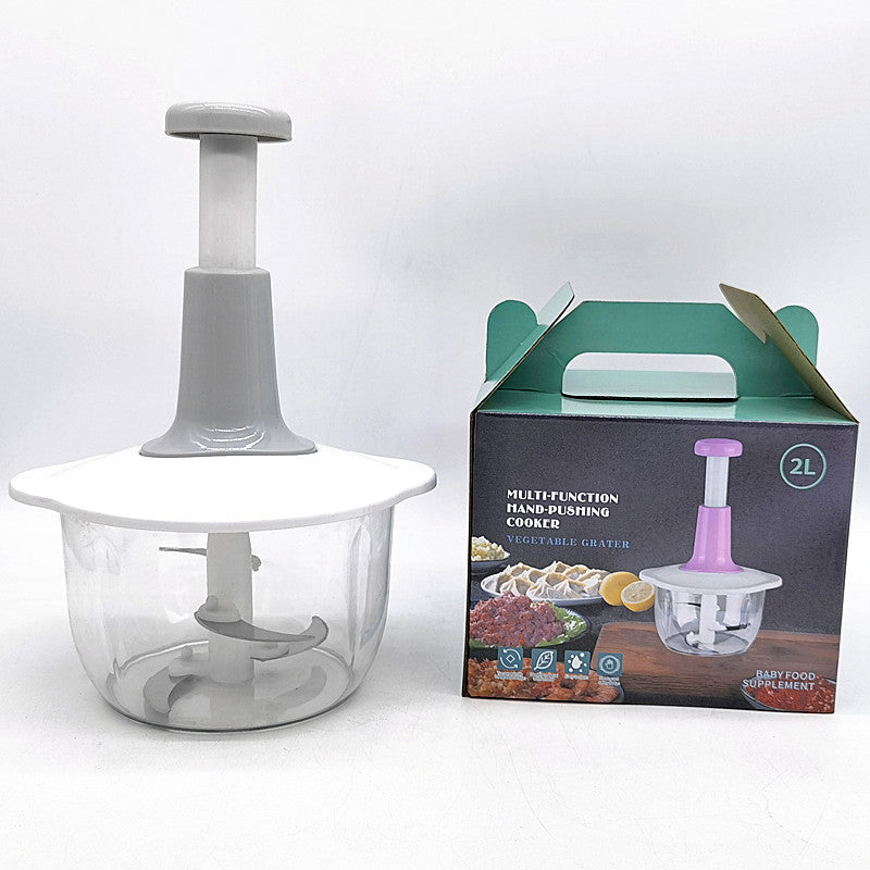 2L Multi-Function Hand-Pushing Food Chopper – Vegetable Grater & Baby Food Maker