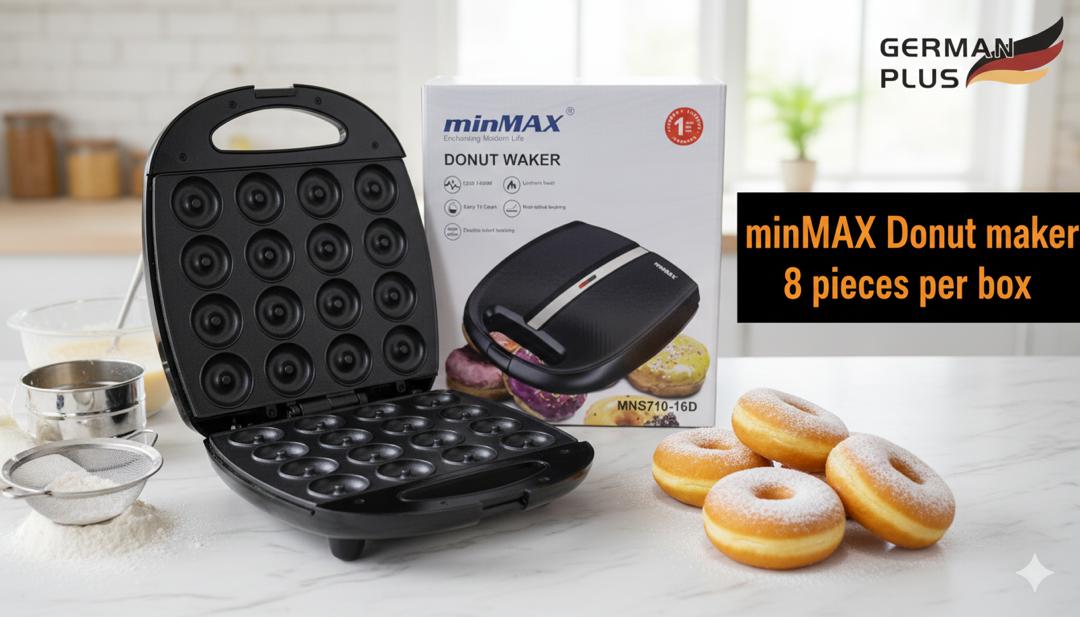 minMAX MNS710-16D Electric Donut Maker – 16-Cavity Non-Stick, German Plus