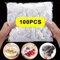 100-Piece Disposable Elastic Food Cover Caps – Clear, Multi-Use for Bowls, Plates & Shower