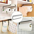 Under-Shelf Paper Towel Holder – Black Metal, No-Drill Cabinet Mount