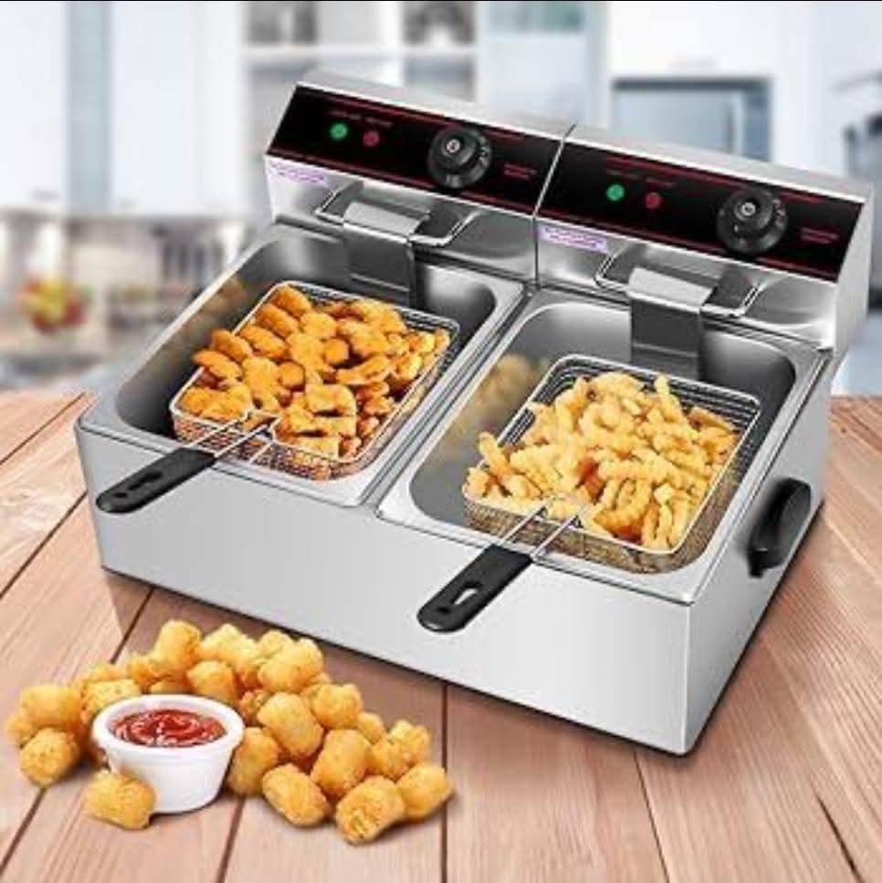 Double Tank Electric Deep Fryer – Dual Basket Stainless Steel Commercial Fryer