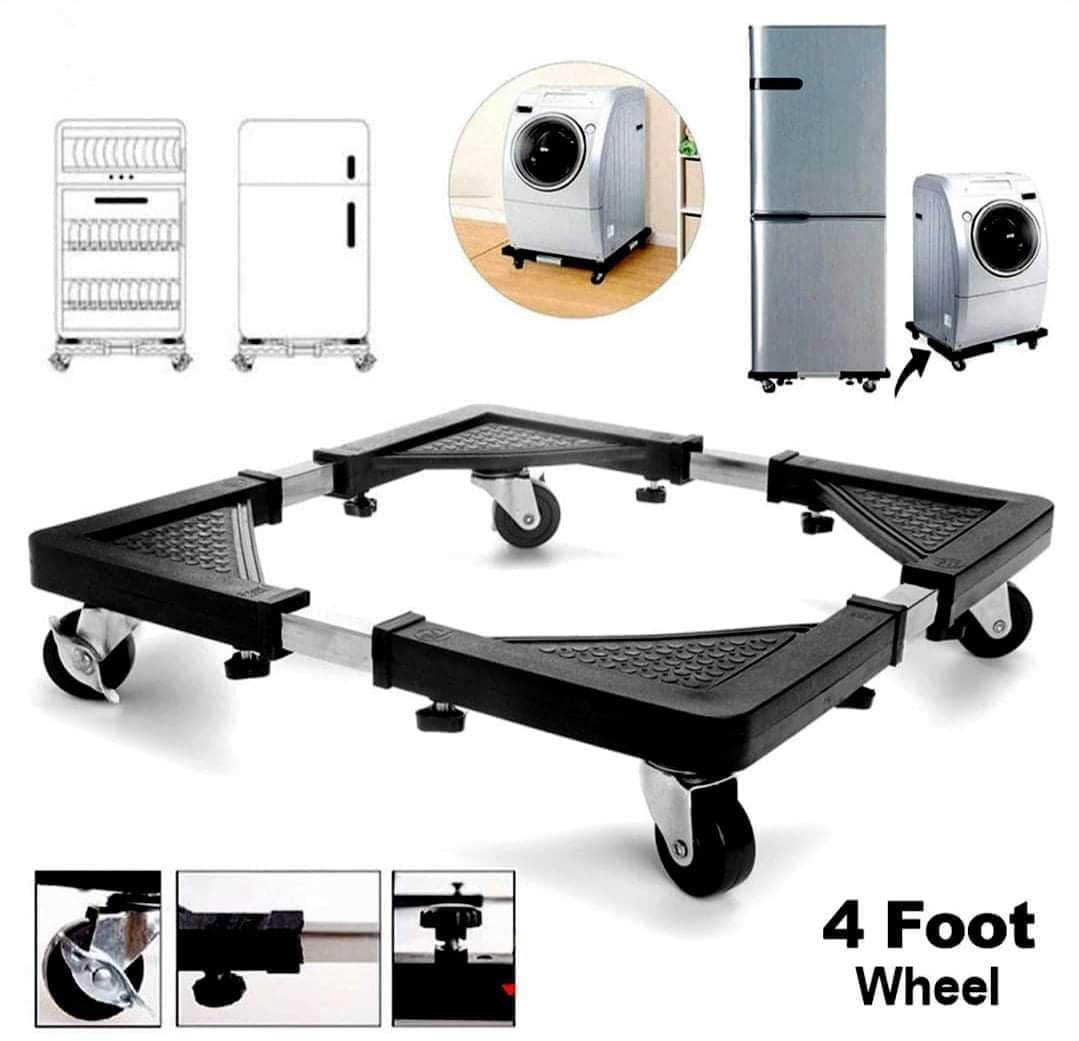 Adjustable Appliance Mobile Base with 4 Locking Wheels – For Washing Machine, Fridge & Shelves