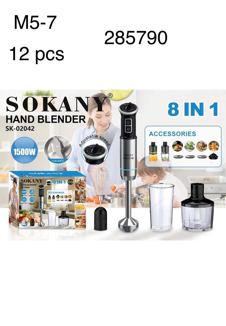 Sokany SK-02042 8-in-1 Hand Blender 1500W – 12 Pcs Set with Accessories