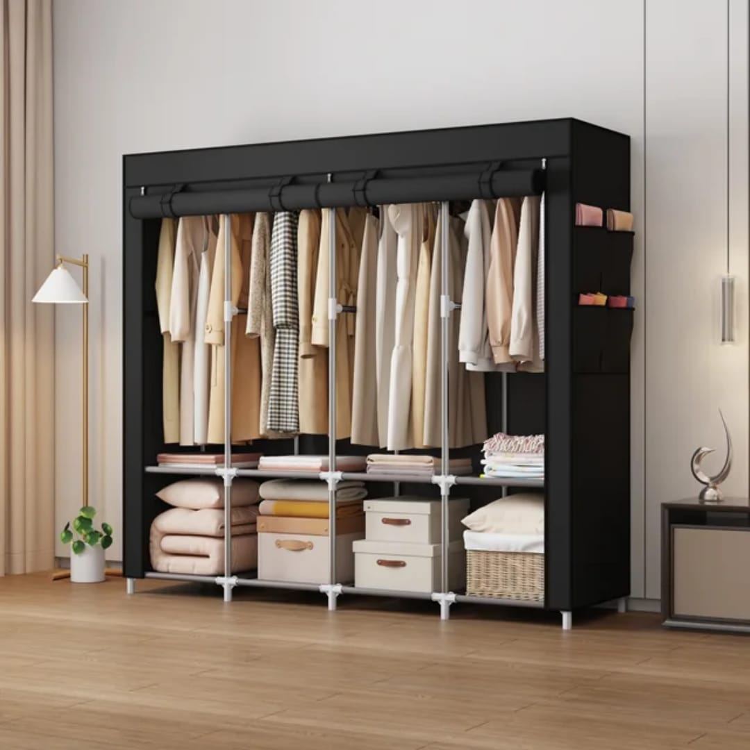 Portable Wardrobe with Fabric Cover – Large Clothes Rack