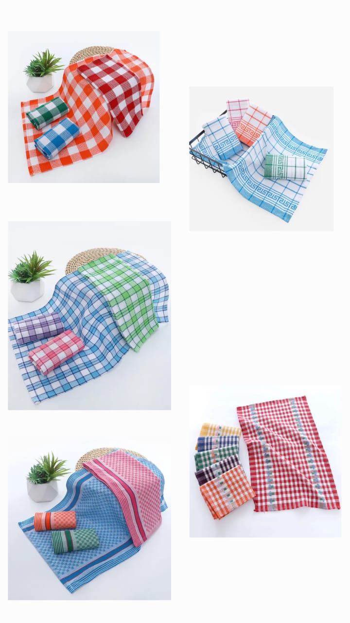 Checkered Cotton Towels Set – Assorted Colours