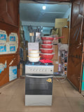 4-Burner Gas Cooker + Red Granite Dessini Cookware Set + White Casserole + Knife & Utensil Set Combo