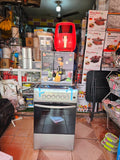 Silver 4-Burner Gas Cooker with Oven + Red Air Fryer + Hoffmans HM-035 Slow Juicer Combo