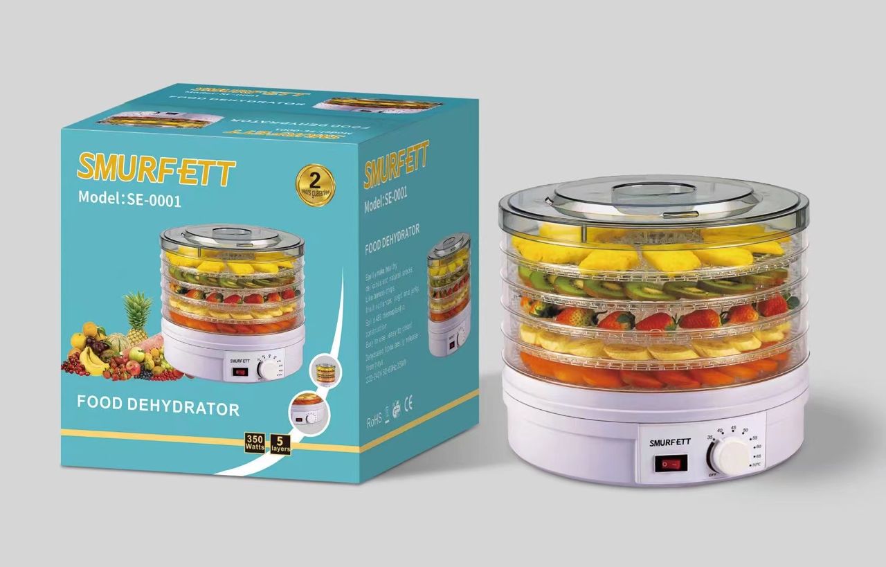 Smurfett SE-0001 Food Dehydrator – 350W, 5-Layer, Temperature Control, 2-Year Guarantee
